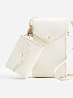 J. Crew Cream Crossbody Phone Bag with Matching Card Wallet